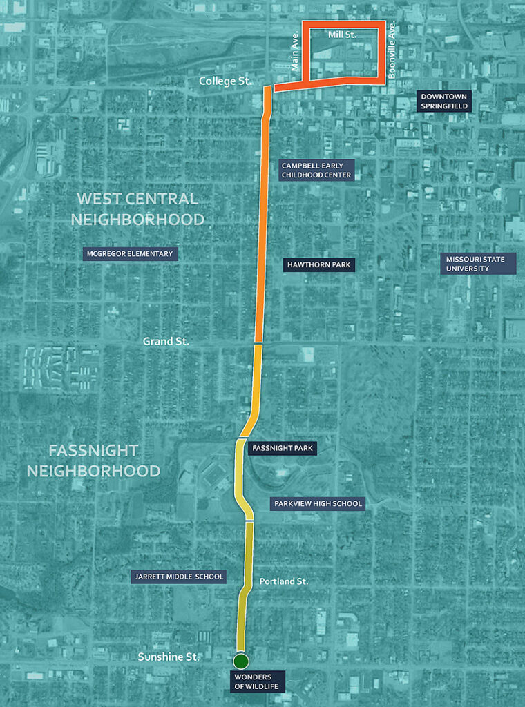 Map of the proposed Grant Avenue Parkway route.